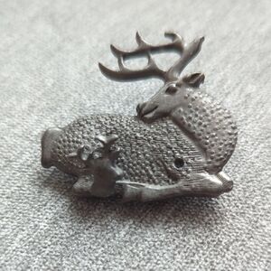 Pewter Deer Pin and One Earring